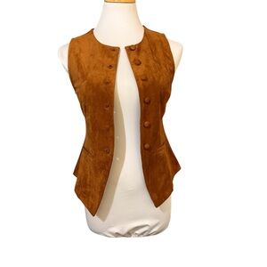 Rachel Zoe Whiskey Brown Faux Suede Button Front Vest